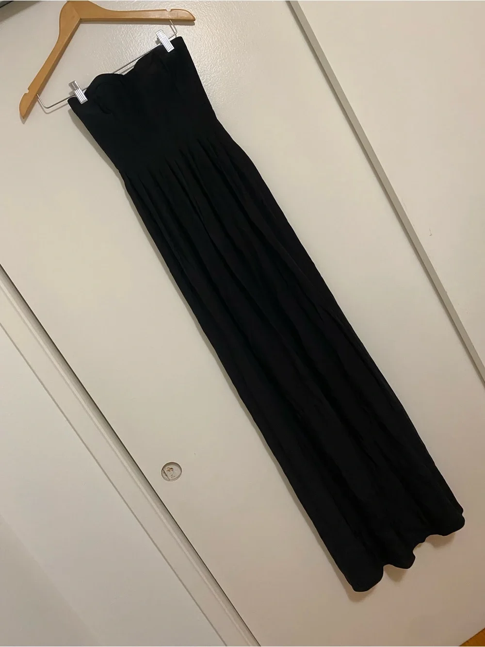 Parker Bayou Strapless Black Silk Maxi Dress